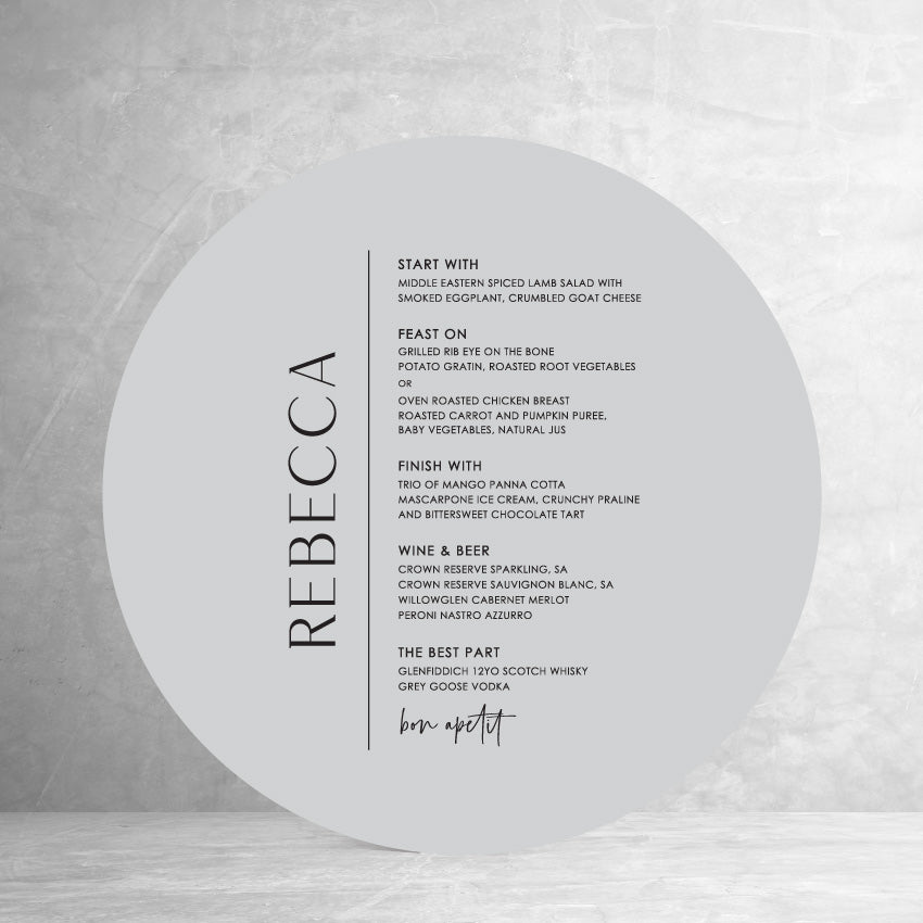 Circle Personalised Menu