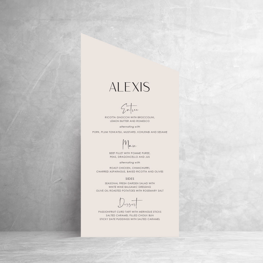 Angle Cut Personalised Menu