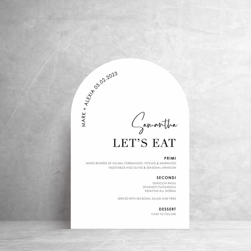 Sam Arch Menu Personalised