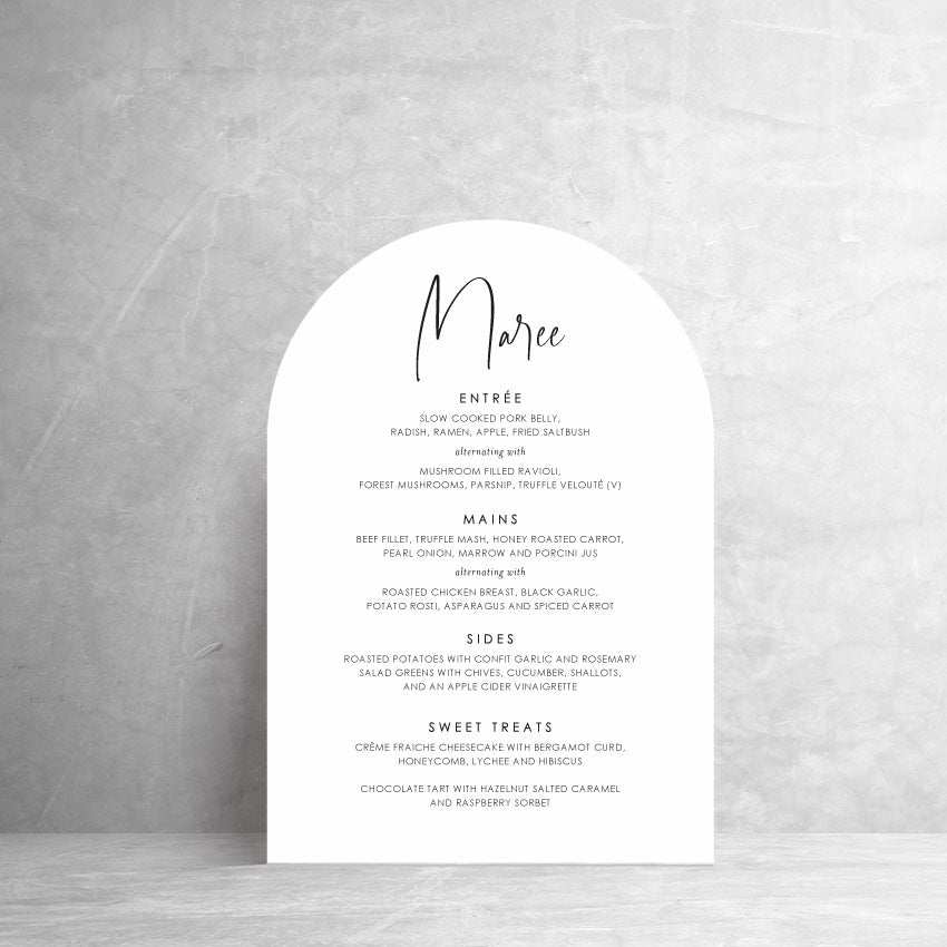 Arch Personalised Menu
